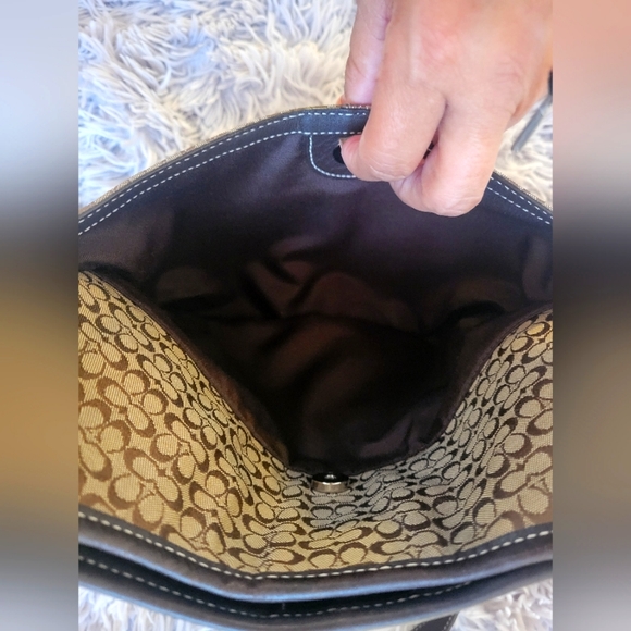 Coach ~ Brown Monogram Handbag / Crossbody with Silver Hardware - Picture 7 of 7